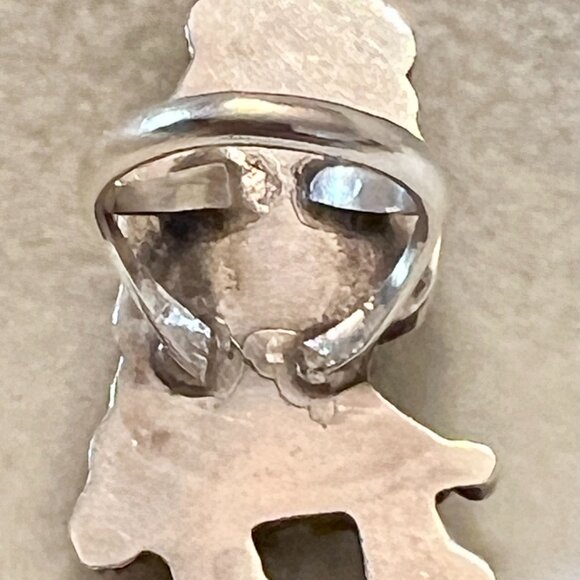 Native American Sterling Turquoise Coral Onyx Zuni Dancing Rainbow Ring Sz 6 - Picture 3 of 5